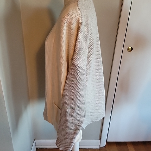 Barbour Dipton Cardigan Sweater Grey Ivory Knit Large - Picture 3 of 7